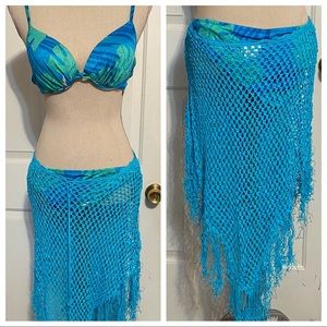 Turquoise Blue Netted Coverup Skirt